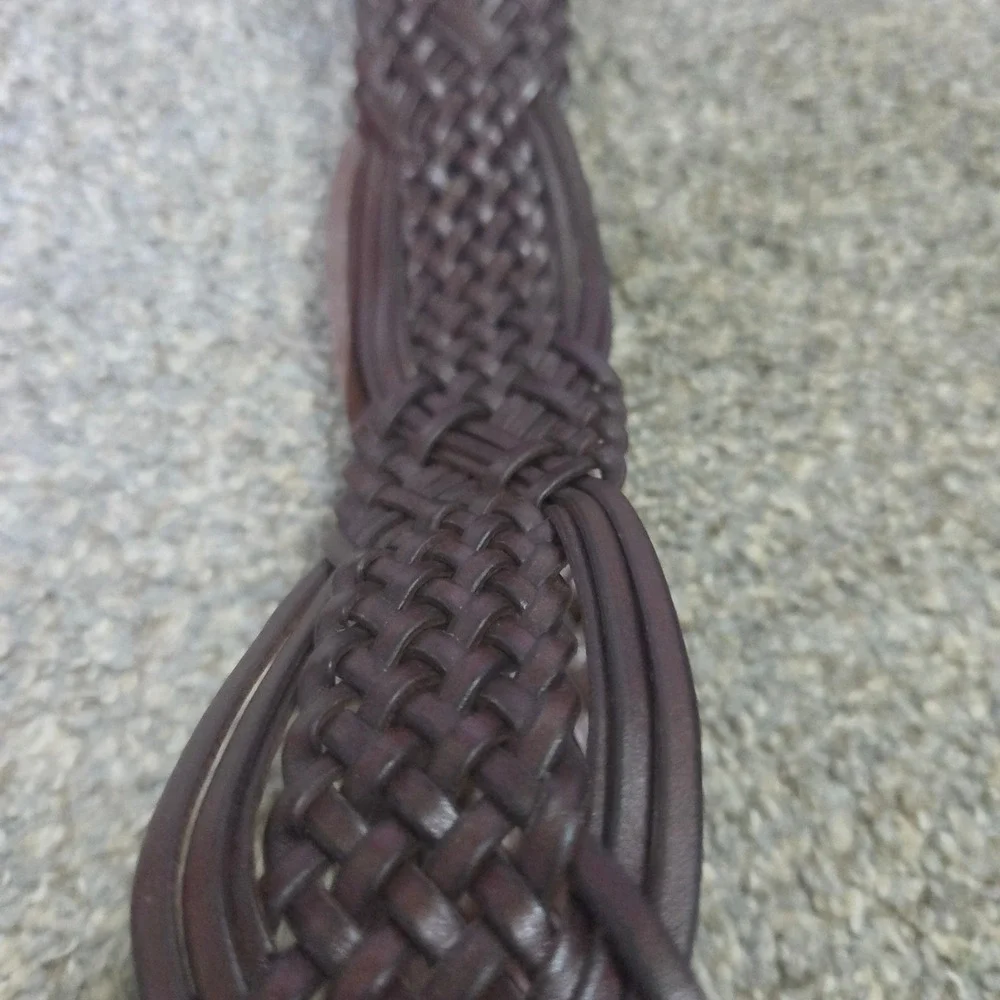 Target Dark Brown Braided Bonded Leather Belt XL Bronze Buckle 061060559 2